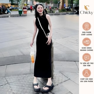 Đầm Váy Body Thun Tăm Cổ Tròn Sát Nách Ôm Dáng Xòe  Tone Đen Basic Style Cá Tính, Sexy Sang Chảnh