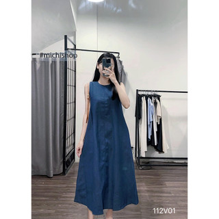 Váy midi denim sát nách dáng A VNXK - 112V01