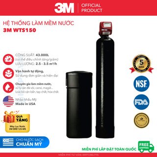 Máy làm mềm nước 3m wts150 cao cấp cho nước cứng nhiễm đá vôi, 3mwts150 - nhập khẩu mỹ, hàng chính hãng 3m