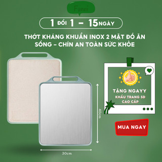 Thớt Kháng Khuẩn 2 Mặt Inox 304, Nhựa PP Chống Ẩm Mốc, Không Han Gỉ, Rã Đông Nhanh Fanni Store