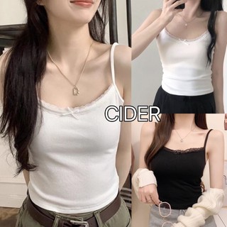 Áo 2 dây viền ren phối nơ chất thun co giãn dáng ôm