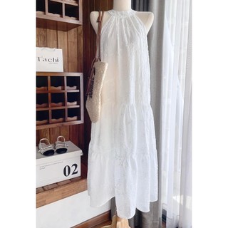 Đầm Váy Maxi Cổ Yếm Đuôi Cá Cột Nơ Lưng