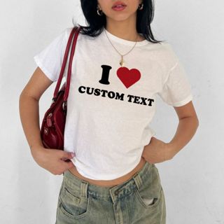 [IN THEO YÊU CẦU] Áo I Love  - Áo Thun Baby Tee Custom Tôi Yêu - In Tên Người Yêu Y2k Vintage Coquette Cotton 100%