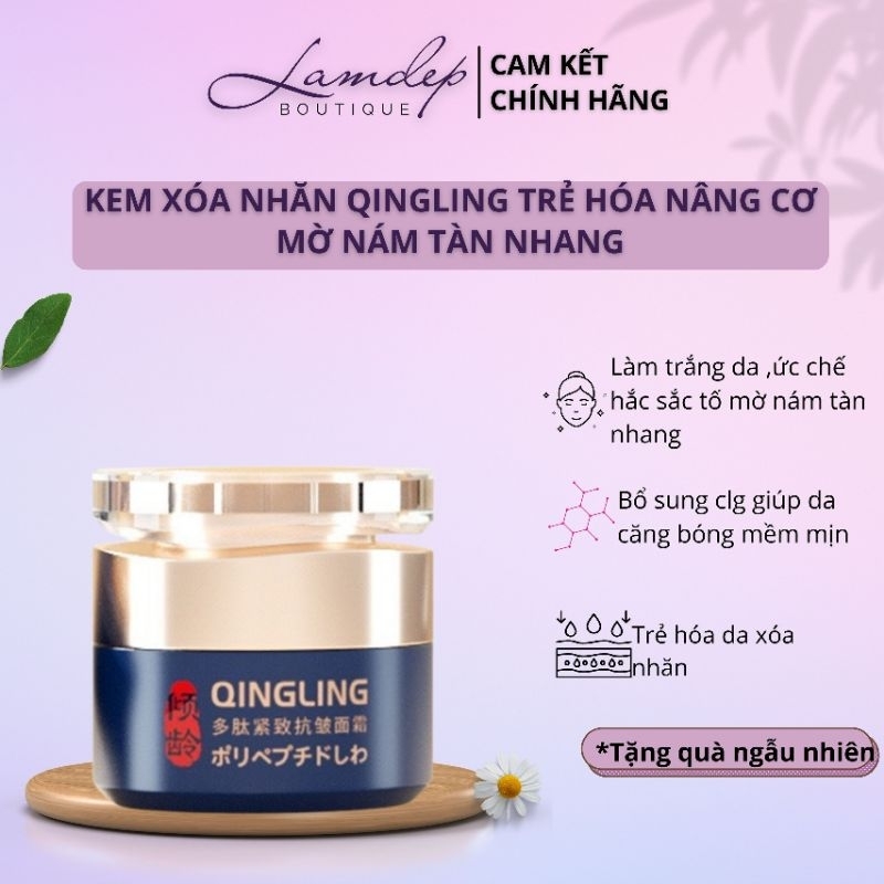 Kem xoá nếp nhăn trẻ hoá da Qinglin, Kem xoá nhăn mờ nám tàn nhang chống chảy xệ, bổ sung collagen Qinglin Nhật Bản