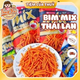  Snack Bim Bim MIX ,Tăm MIX Vị Đùi Gà Nướng; Thịt Xông Khói; Trứng muối Thái Lan 60G 