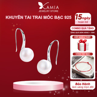 Khuyên tai bạc 925 móc trai 10ly đơn giản thanh lịch Kamia K4618