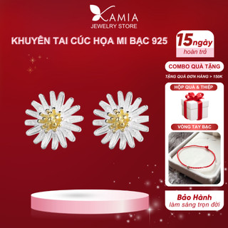 Khuyên tai bạc 925 Hoa cúc thanh lịch tiểu thư duyên dáng đáng yêu dễ thương KAMIA
