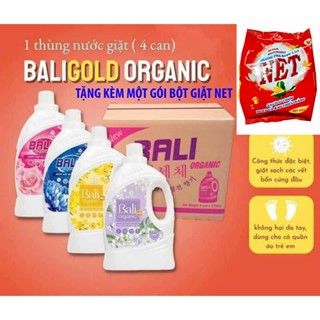 Thùng 4 can Nước Giặt Xả Bali Gold Organic Tặng Kèm Gói Bột Giặt NET 300gr