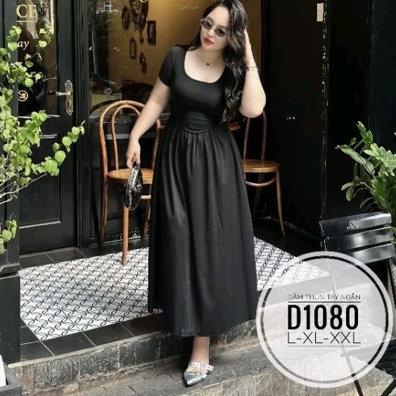 [Hình thật] Đầm big size thun phối lụa từ 60kg-90kg