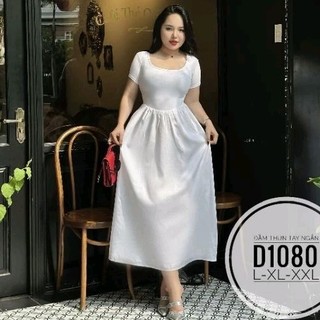 [Hình thật] Đầm big size thun phối lụa từ 60kg-90kg
