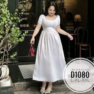 [Hình thật] Đầm big size thun phối lụa từ 60kg-90kg