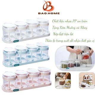 Lọ Đựng Gia Vị BAOHOME Thông Minh Hũ Đựng Gia Vị Có Muỗng Kèm Khay B010