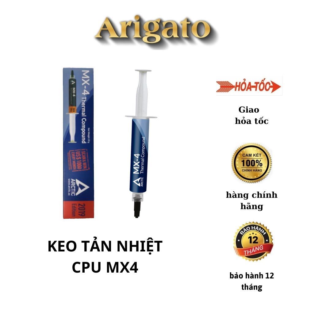 Keo Tản Nhiệt Dạng Ống Arctic MX4 Làm Mát Cpu Xi Lanh To Xám keo mx-4 Hiệu Năng Tốt Trong Tầm Giá 