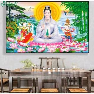 Tranh thêu kín phật quan âm bồ tát - e186 , tranh chưa thêu