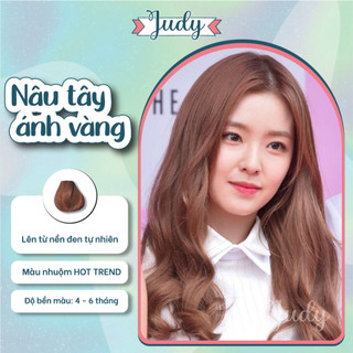 Thuốc nhuộm tóc màu Nâu tây ánh vàng + tặng kèm trợ nhuộm |Judyhairs