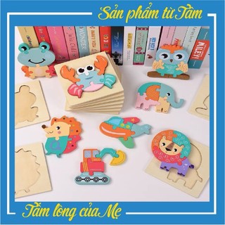 Tranh Ghép Gỗ 3D Bằng Gỗ In Nổi 3D Dày Ngộ Nghĩnh Cho Bé Học Tiếng Anh