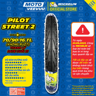 [MTVV] [GIÁ SỐC] Vỏ lốp xe máy MICHELIN 70/90-16 TL Pilot Street 2<END>