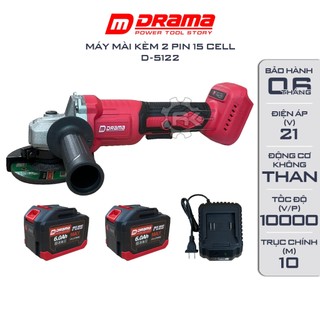 Máy mài pin DRAMA D5122, Tặng 1 Đá mài Không Chổi Than, Chân phổ thông 4cm