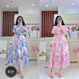 ️ĐẦM HOA CHIẾT EO DÁNG DÀI KÈM DÂY HOA TBNBIGSIZE 1975