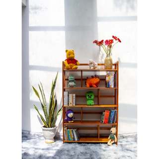 Kệ sách 5 tầng gỗ cao su tự nhiên Phạm Khang - Màu gỗ tự nhiên/ Vàng cherry - Kích thước rộng 120 cm
