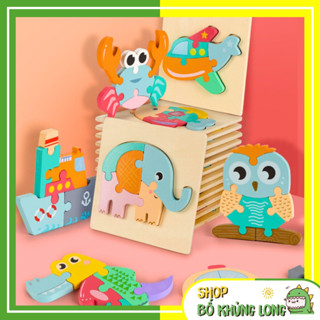 Xếp Hình Cho Bé Tranh Ghép Hình 3D Gỗ Nổi Loại Dày Đồ Chơi Lắp Ghép Cho Bé Đồ Chơi Gỗ Cho Bé - BỐ KHỦNG LONG