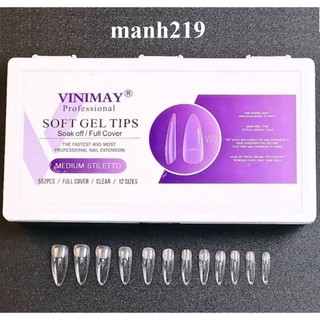 Móng úp vinimay fom nhọn ngắn v03 trong đục hộp 552 móng nhám nhọn ngắn fom chuẩn chính hãng vinimay