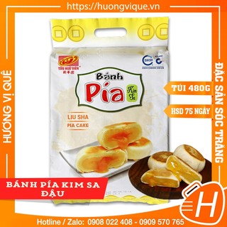 Bánh Pía Kim Sa Đậu Tân Huê Viên - Túi 480g(12 Cái) - Đặc Sản Sóc Trăng
