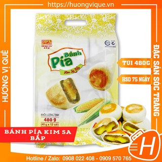 Bánh Pía Kim Sa Bắp Tân Huê VIên - Túi 480g(12 Cái) - Đặc Sản Sóc Trăng