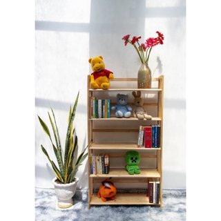 Kệ sách 5 tầng gỗ cao su tự nhiên Phạm Khang - Màu gỗ tự nhiên/ Vàng cherry - Kích thước rộng 80 cm