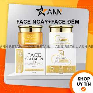 Combo kem face ngày collagen x3 đông trùng hạ thảo tn + kem face đêm collagen x3 tn