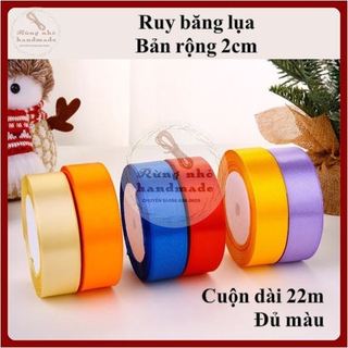 Ruy băng lụa, rộng 2cm, cuộn dài 22m, đủ màu sắc, trang trí, làm nơ, gói quà, bó hoa