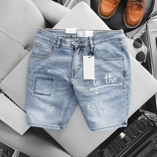 Quần Short Jean Bigsize Nam xanh sọc xuất dư xịn co giãn slimfit
