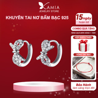 Khuyên tai nơ bạc 925 tiểu thư đáng yêu dạng bấm Kamia K5825