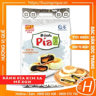 Bánh Pía Kim Sa Mè Đen Tân Huê Viên - Túi 480g(12 Cái) - Đặc Sản Sóc Trăng