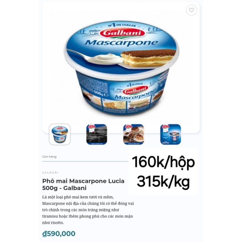 Mascarpone Galbani 500g (chỉ ship hỏa tốc; giao còn date)