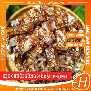 Kẹo Chuối Gừng Đậu Phộng - Túi Zip 500g - Đặc Sản Bến Tre