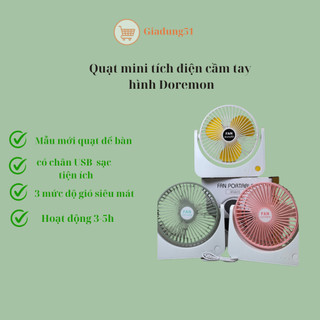 Quạt tích điện mini pin sạc để bàn quạt USB tích điện 3 chế độ gió siêu mát 2024 chạy 3-5h