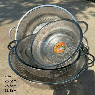 Rổ inox Nhỏ (25.5cm)/ Trung 28.5cm/ lớn (31.5cm) 2 quai size lớn tay cầm cao cấp Hàn Quốc
