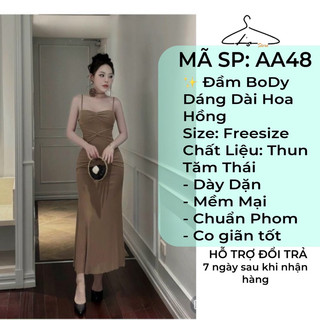 Đầm Body 2 Dây Dáng Dài Đuôi Cá Siêu Tôn Dáng( Tặng kèm hoa hồng cột cổ), Phù Hợp Đi Tiệc Sang Trọng