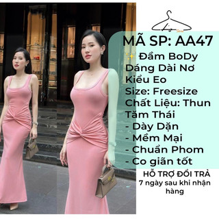 Đầm Body Cổ U, Dáng Dài Phối Nơ Eo Che Khuyết Điểm, Siêu Tôn Dáng. Phù Hợp Đi Tiệc Sang Trọng