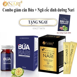Bộ đôi giảm cân bứa , ngũ cốc dinh dưỡng chính hãng Nari ,tặng ngày vitamin rau củ giảm béo an toàn