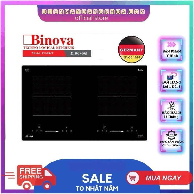 ( tặng vỉ nướng inox , chảo ) BẾP TỪ ĐỨC BINOVA EU-888T