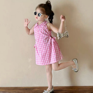 Váy bé gái- Váy bé gái cổ bẻ rút eo cho bé gái từ 1 tuổi đến 7 tuổi