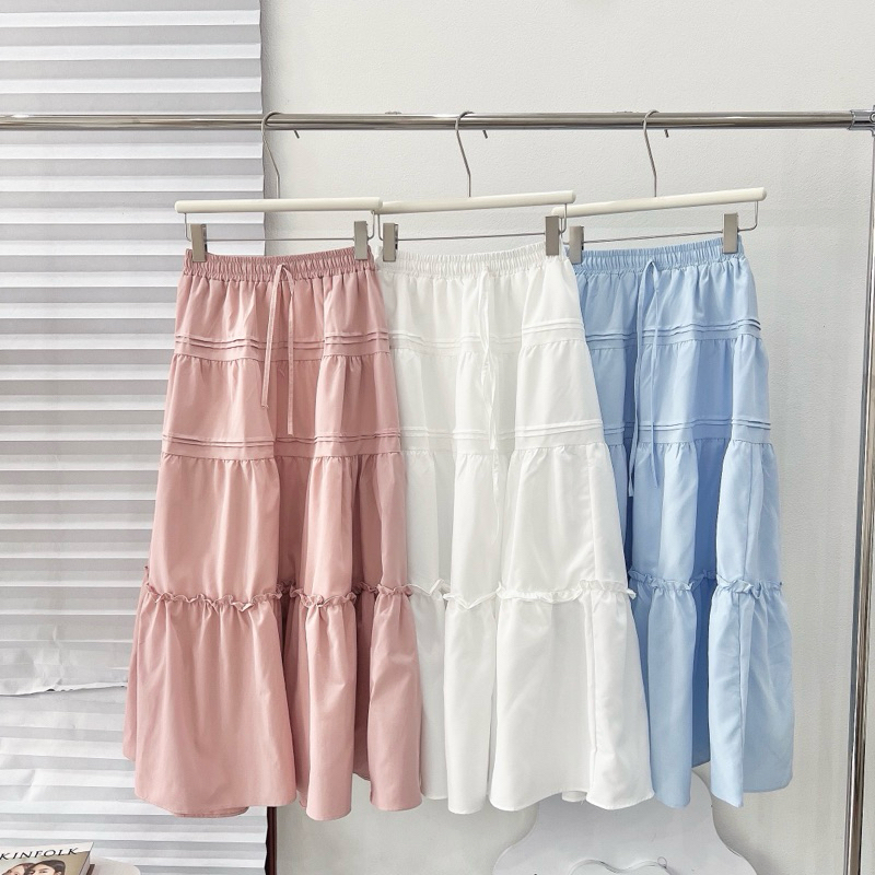 [S2.757] Set Áo Thô Cánh Tiên Mix Chân Váy Xoè Tầng Dáng Dài Hàng 2 Lớp Dày Dặn 3 Màu | BigBuy360 - bigbuy360.vn