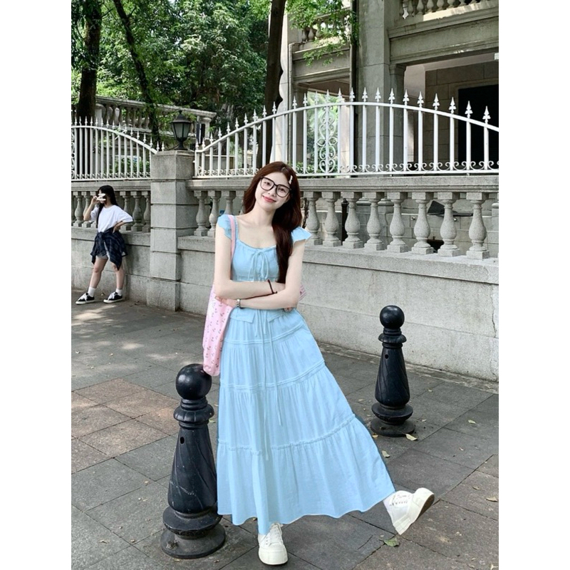 [S2.757] Set Áo Thô Cánh Tiên Mix Chân Váy Xoè Tầng Dáng Dài Hàng 2 Lớp Dày Dặn 3 Màu | BigBuy360 - bigbuy360.vn