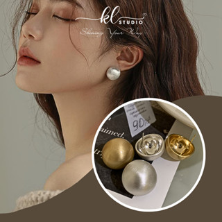 Bông Tai Hàn Quốc Dáng Tròn Vân Xước Màu Vàng Bạc Hàng Cao Cấp - E249