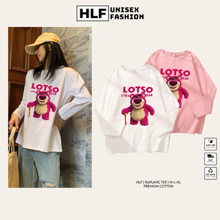 Áo thun dài tay Gấu Dâu Lotso cầm cây gậy form xuông rộng áo thu đông nam nữ HLFashion