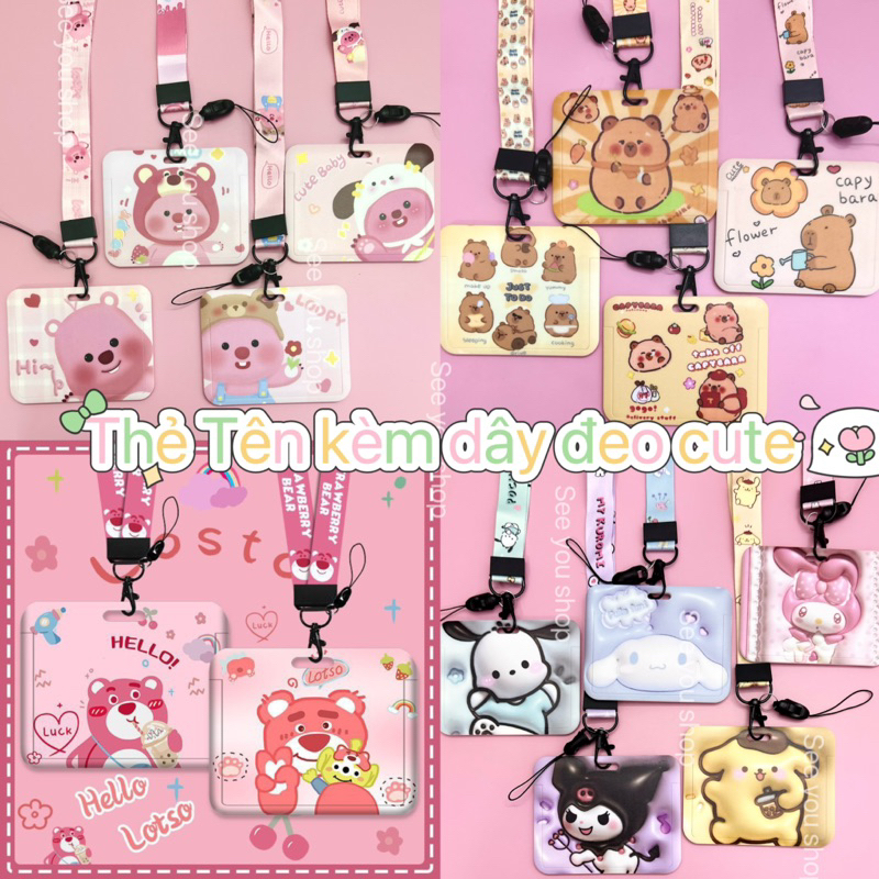 Thẻ Tên Phù Hiệu Bao Đựng Thẻ Cute NGANG DỌC Hoạt hình Dùng Cho Học Sinh Viên Thẻ ID Nhân Viên Văn Phòng Đáng Yêu Cute