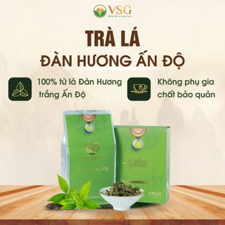 Trà lá đàn hương VSG,  trà thảo dược an thần ngủ ngon, giải độc gan - Hộp 100g (Hộp cứng)