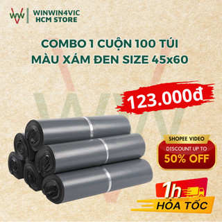  Combo 100 Túi Đóng Hàng Niêm Phong Màu Xám Đen Size 45x60 Túi Gói Hàng Niêm Phong 3 Lớp Keo Dính Sẵn Chắc Chắn 